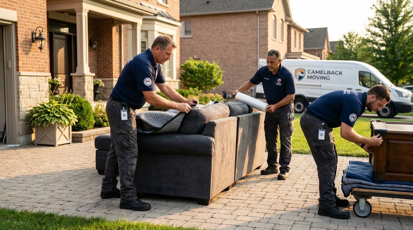 Large estate moving crew wrapping furniture in Hardin, IL